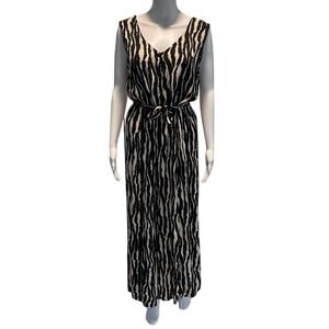 Riva Zebra Print Maxi Dress Tie Waist Sleeveless Small